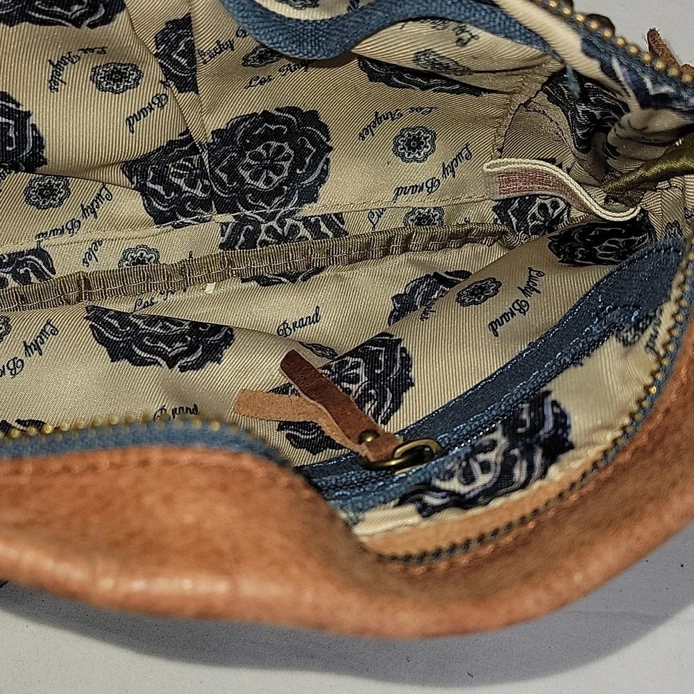 Lucky Brand Coated Canvas and Brown Leather Studded Shoulder Bag